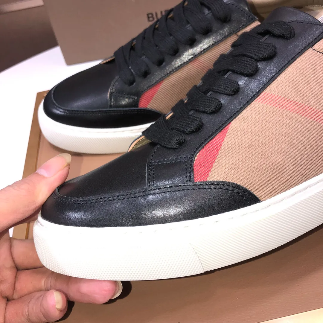 Men's shoes 💰480💰 [Burberry] (cowhide lining) classic low-top sneakers｜Imported cowhide with classic plaid fabric｜Cowhide lining｜Original outsole｜Fine workmanship and comfortable to wear Size: 38-44 (customized at 45)